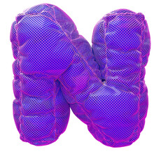 3D Inflated Alphabet Letter N Puff Purple