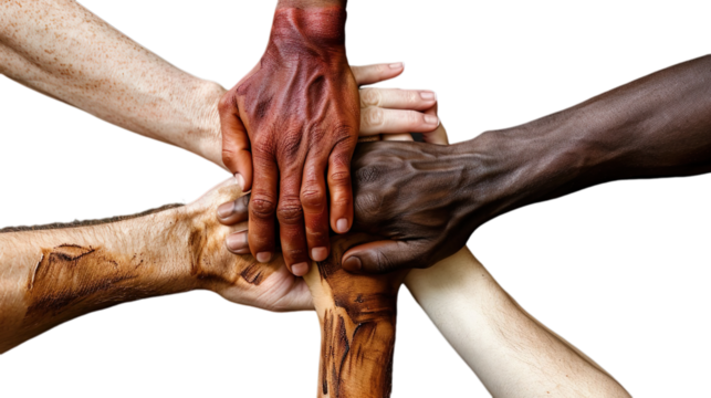Multicultural Team Hands Together Symbolizing Strength Support and Solidarity