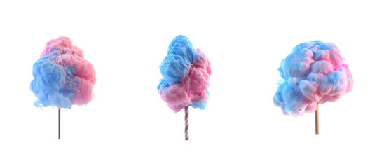 Pink and Blue Cotton Candy Sticks PNG Collection isolated on transparent background