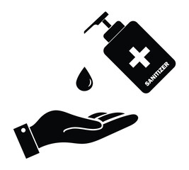 Liquid hand soap icon. Hand washing. Wash your hands. Vector icon isolated on white background. hand wash. sanitizer. hygiene.