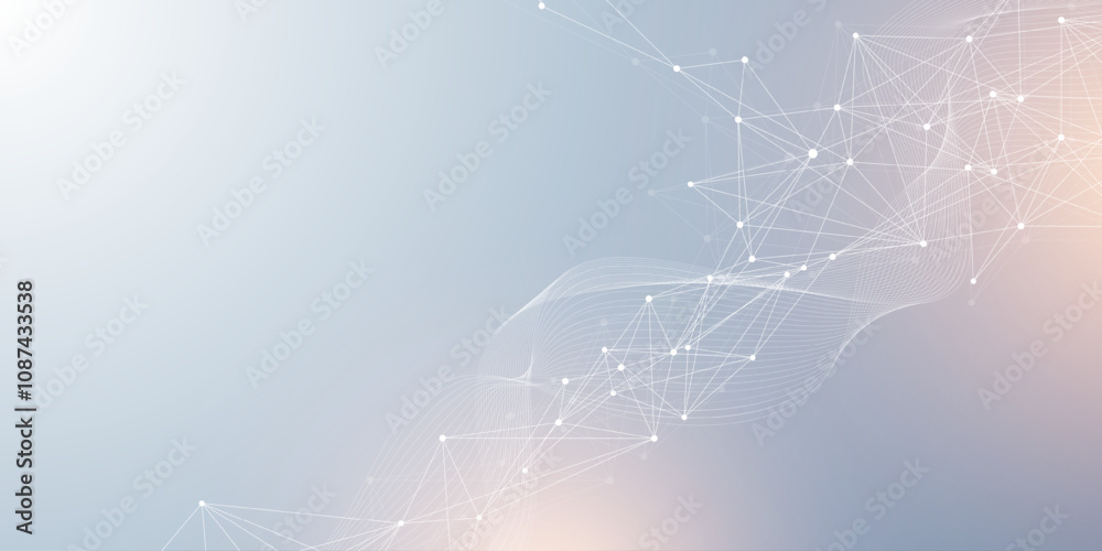 Poster Digital network connect data lines and dots technology background template. Plexus effect. Polygonal concept connection background for your presentation