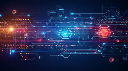 Obraz premium Futuristic Digital System with Vibrant Colors and Patterns