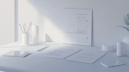 Open financial report with visible charts and data on a clean desk, isolated with room for branding elements.