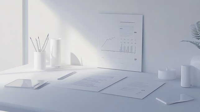 Open financial report with visible charts and data on a clean desk, isolated with room for branding elements.