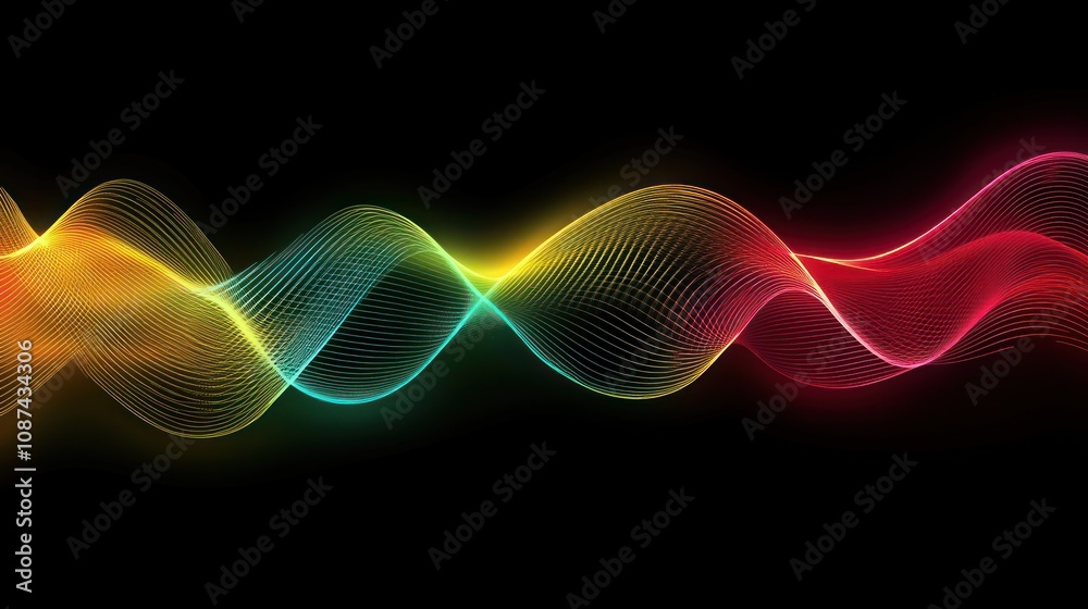 Poster abstract colorful waves flowing dark background