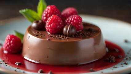 Irresistibly Layered Chocolate Panna Cotta with Handcrafted Raspberry Jelly and Rich Chocolate Accompaniments