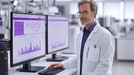 Professional in Lab Integrating AI Technology for Insights