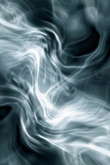 Fototapeta premium Silhouette of a woman enveloped in swirling white smoke, creating a mystical and dramatic scene at dusk.