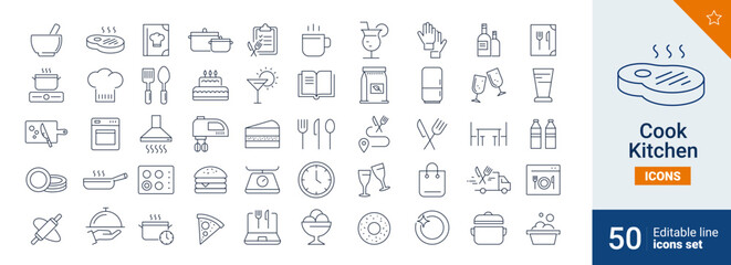Cook icons Pixel perfect. Eat, drink
, kitchen, ...	