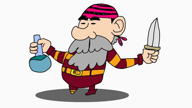 hand drawn cartoon animation pirate