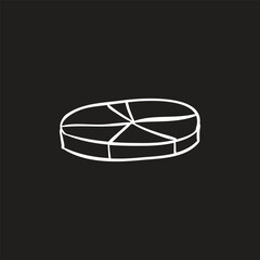white chalk style pie chart icon illustration