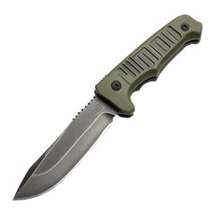 Fototapeta premium Green Tactical Survival Knife with Serrated Edge - Game Art Concept Isolated on White Background