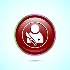 Surgeon surgery icon design illustration, Medical icon sign. Red Color Round Button Design