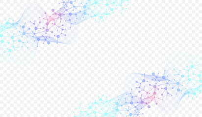 Molecular abstract structure background. Scientific vector illustration with molecule DNA. Medical, science and technology concept for banner template or header