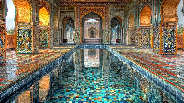 Sheesh Mahal reflecting mirrors with luxurious Mughal decor