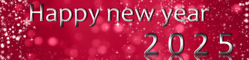 Happy New Year 2025 panoramic banner. Holiday, greeting card, congratulation, night, december.
