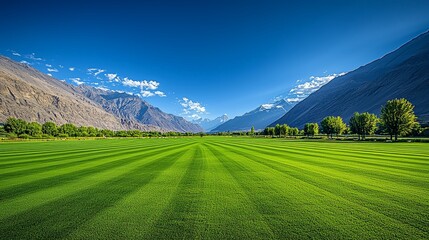 Shandur Pass polo field amidst scenic mountain views