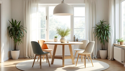 modern living room with table