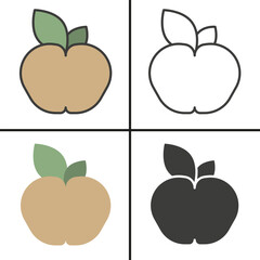Apple in different styles. Apple icon. Set of different apples.