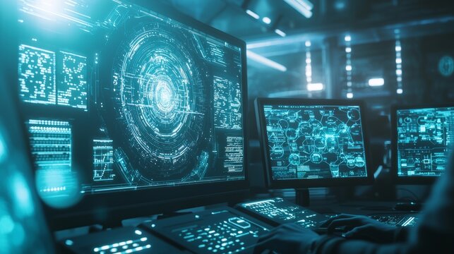 Alien Spaceship Control Room: Futuristic Invasion Monitoring with Strategic Alien Beings