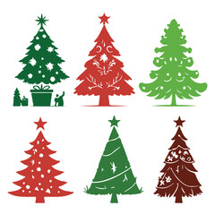 Set of Christmas minimalist geometric elements. Xmas abstract icons in minimalist style. Christmas tree, snowman, gifts, deer and holiday decoration. Modern vector flat illustration