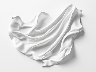 Mockup Modern Visual Advertising Concept, White satin fabric draped on a smooth surface