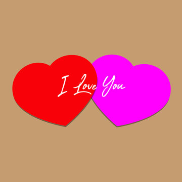 red and pink hearts with i love you clip art preview