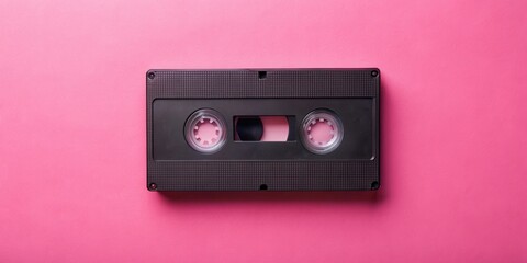Fototapeta premium A Vintage VHS Video Cassette on a Pink Background