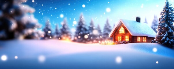 Naklejka premium Tranquil Winter Landscape with Soft Snowfall