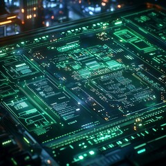Close-up of an electronic circuit board with components and connections