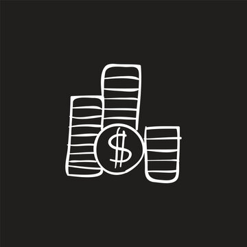 white chalk style dollar bill icon illustration