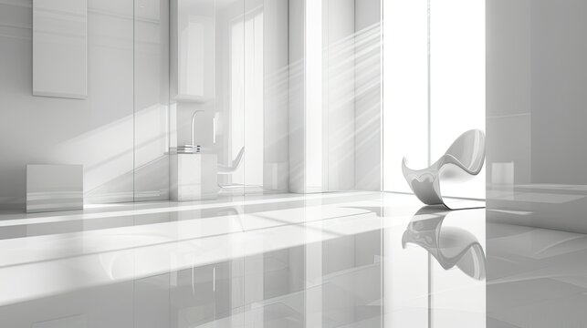 Minimalist white room with sleek design