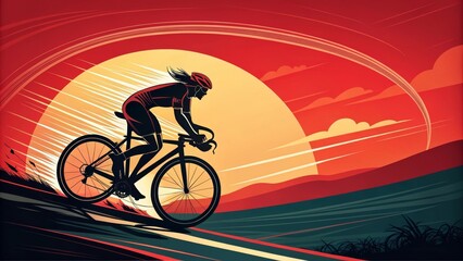 Fototapeta premium Cycling Silhouette Race