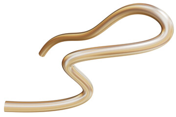 Gold Abstract, mat metal, 3d Golden element. Isolated object on transparent background