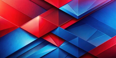 Fototapeta premium A vibrant abstract pattern of intersecting red and blue geometric shapes, creating a dynamic and visually captivating design.