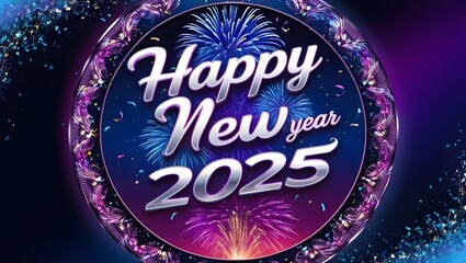 2025 Happy New Year abstract colorful poster background.