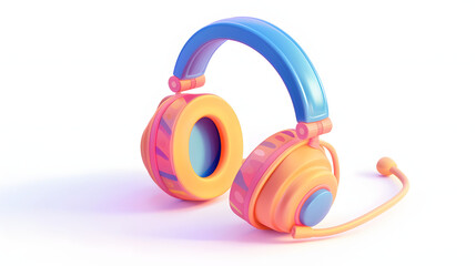 Headphones Icon Jurnalist isometric Cartoon 3D