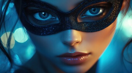 Mysterious Woman with Glittery Mask and Captivating Eyes