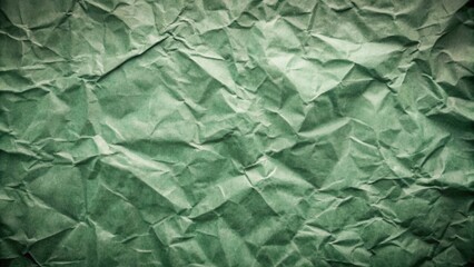 Abstract Green Crumpled Paper Texture with Natural Light and Shadow