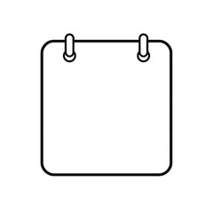 a black and white icon of a calendar. It is a rectangular shape with a flat top and bottom,