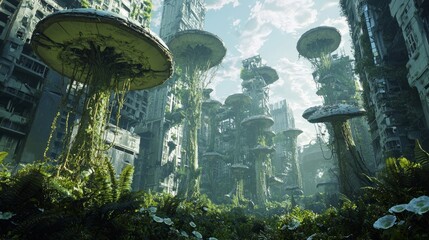 Alien Flora Meets Urban Decay: Surreal Landscape of Invasion with Cinematic Light