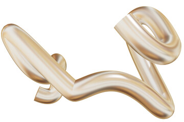 Gold Abstract, mat metal, 3d Golden element. Isolated object on transparent background