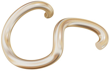 Gold Abstract, mat metal, 3d Golden element. Isolated object on transparent background