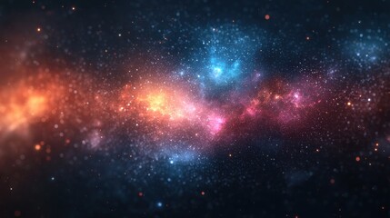 Naklejka premium Stunning Cosmic Nebula in Deep Space Displaying Vibrant Colors and Bright Stars Against a Starry Background with Glowing Gas Clouds and Distant Galaxies