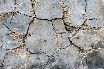 Obraz premium Close-up of Cracked Concrete Surface Revealing Texture and Aging