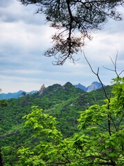 Image of summer scenery of Dobongsan Mountain near Seoul, Korea. Hiking in Dobosan National Park. korea mountains. trekking. korean landscapes. bukhansan national park.