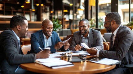 Fototapeta premium Professionals Collaborating in a Modern Workspace