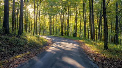 Fototapeta premium Serene Wooded Pathway: A Tranquil Journey Through Lush Greenery