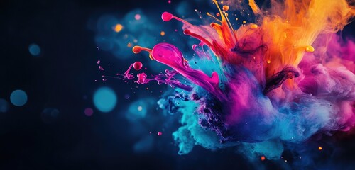 Naklejka premium A colorful explosion of ink against a dark background, highlighting the intensity of a creative breakthrough.