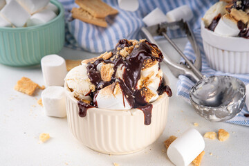 Portion bowl of smores ice cream